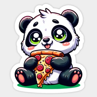 Cute Panda Bear Eating Pizza Sticker